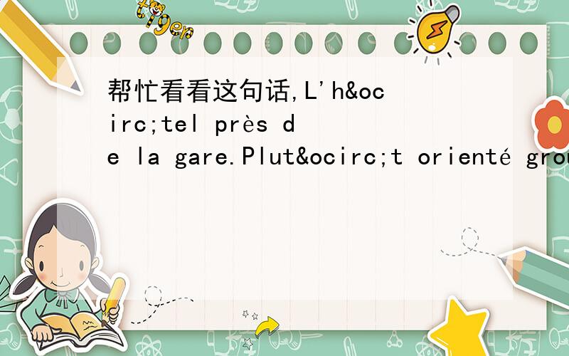 帮忙看看这句话,L'hôtel près de la gare.Plutôt orienté groupes.Le jour du 