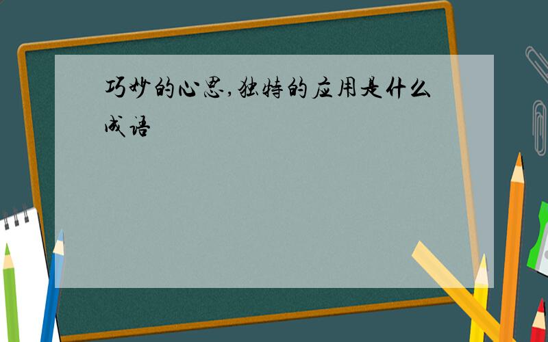 巧妙的心思,独特的应用是什么成语