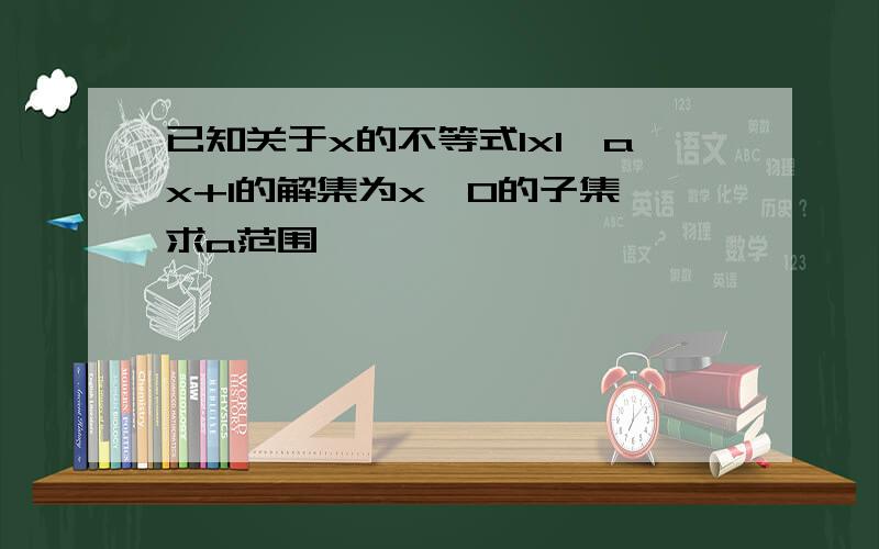 已知关于x的不等式lxl>ax+1的解集为x≤0的子集,求a范围