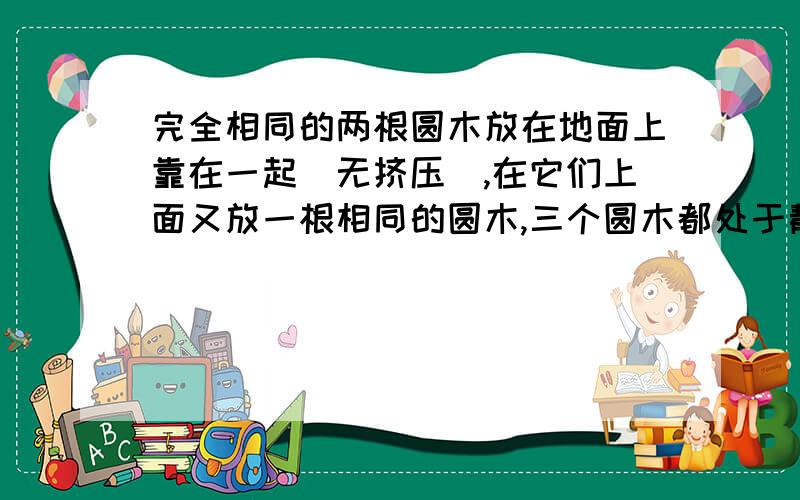 完全相同的两根圆木放在地面上靠在一起（无挤压）,在它们上面又放一根相同的圆木,三个圆木都处于静止状态.如图所示,设每根圆木重为G,则地面对C的弹力大小是（ ）,地面对C的摩擦力大小