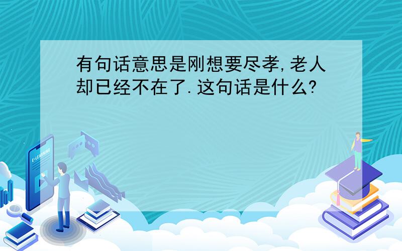 有句话意思是刚想要尽孝,老人却已经不在了.这句话是什么?