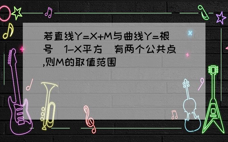 若直线Y=X+M与曲线Y=根号(1-X平方)有两个公共点,则M的取值范围