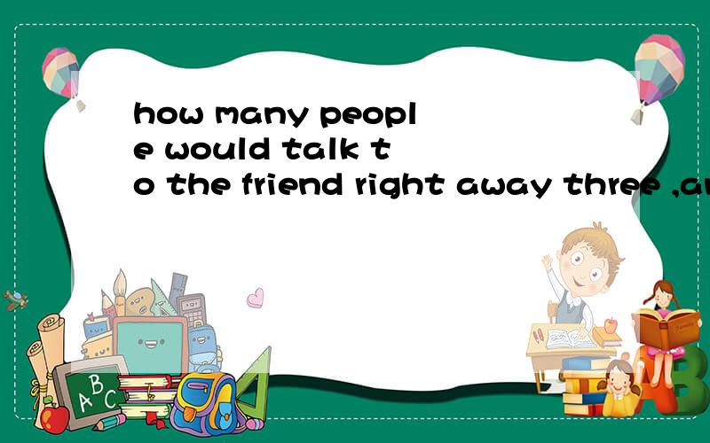 how many people would talk to the friend right away three ,and twopeople wouldsay nothing 翻译