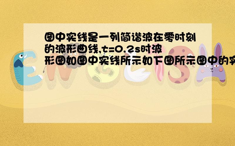 图中实线是一列简谐波在零时刻的波形曲线,t=0.2s时波形图如图中实线所示如下图所示图中的实线是一列简谐波在某一时刻的波形曲线．经0.2s后,其波形如图中虚线所示,如果波向左传且T＞0.2s,