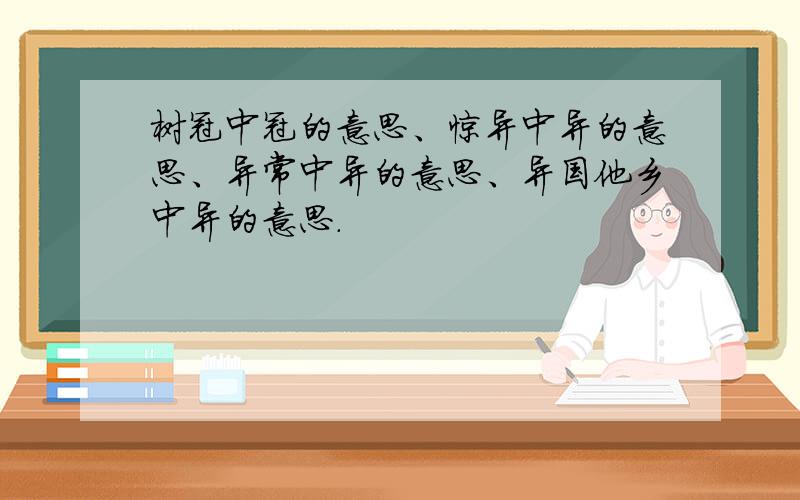 树冠中冠的意思、惊异中异的意思、异常中异的意思、异国他乡中异的意思.