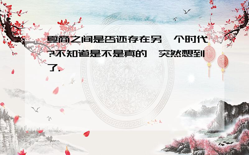 夏商之间是否还存在另一个时代?不知道是不是真的,突然想到了.