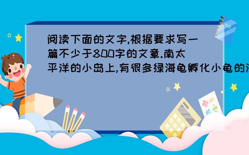 阅读下面的文字,根据要求写一篇不少于800字的文章.南太平洋的小岛上,有很多绿海龟孵化小龟的沙阅读下面的文字,根据要求写一篇不少于800字的文章.南太平洋的小岛上,有很多绿海龟孵化小