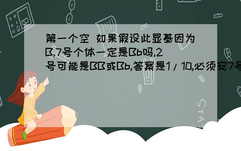 第一个空 如果假设此显基因为B,7号个体一定是Bb吗,2号可能是BB或Bb,答案是1/10,必须安7号是Bb算才得1/10