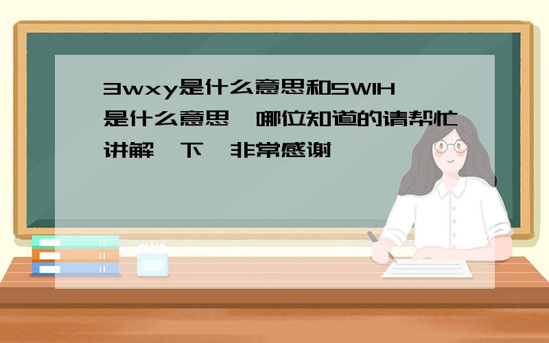 3wxy是什么意思和5W1H是什么意思,哪位知道的请帮忙讲解一下,非常感谢