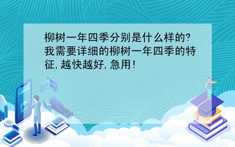 柳树一年四季分别是什么样的?我需要详细的柳树一年四季的特征,越快越好,急用!