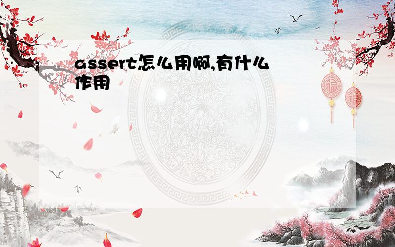 assert怎么用啊,有什么作用