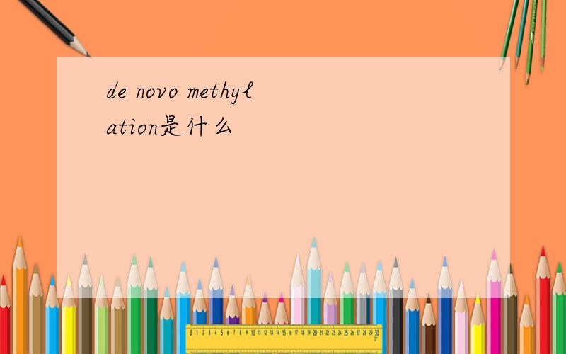 de novo methylation是什么