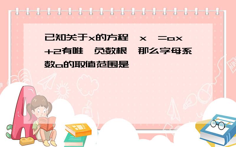 已知关于x的方程丨x丨=ax+2有唯一负数根,那么字母系数a的取值范围是