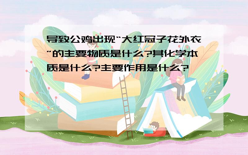 导致公鸡出现“大红冠子花外衣”的主要物质是什么?其化学本质是什么?主要作用是什么?