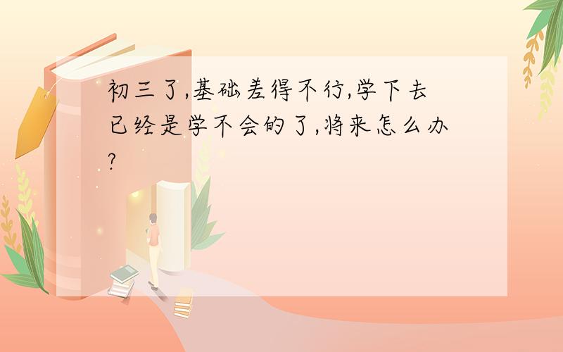 初三了,基础差得不行,学下去已经是学不会的了,将来怎么办?