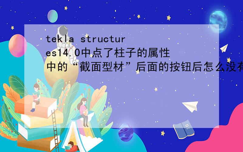 tekla structures14.0中点了柱子的属性中的“截面型材”后面的按钮后怎么没有HN型钢库呢只有过滤下有一个其它按钮,选了也没用