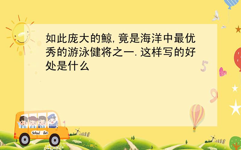 如此庞大的鲸,竟是海洋中最优秀的游泳健将之一.这样写的好处是什么