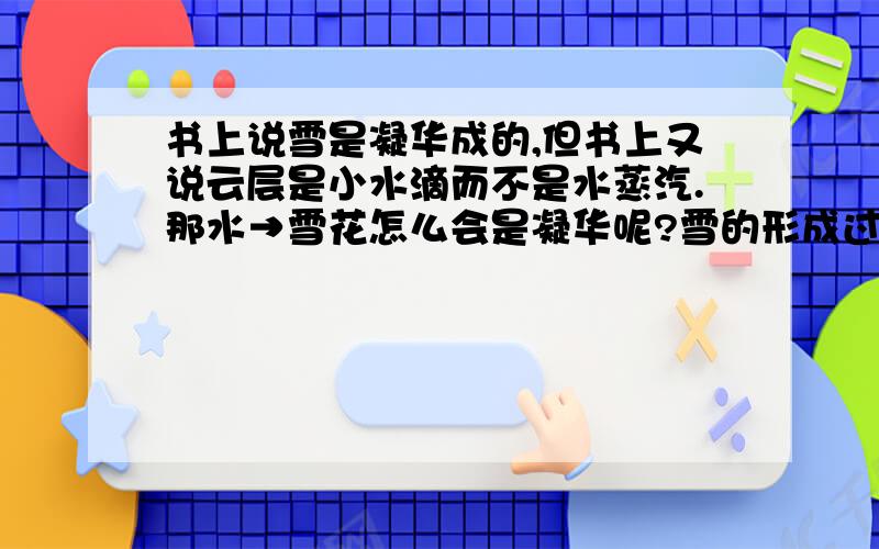 书上说雪是凝华成的,但书上又说云层是小水滴而不是水蒸汽.那水→雪花怎么会是凝华呢?雪的形成过程到底是凝华还是凝固?