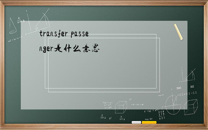 transfer passenger是什么意思