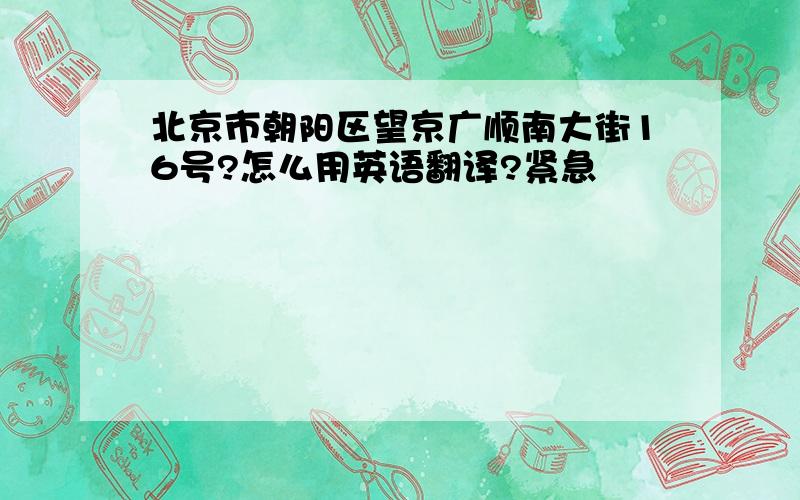 北京市朝阳区望京广顺南大街16号?怎么用英语翻译?紧急