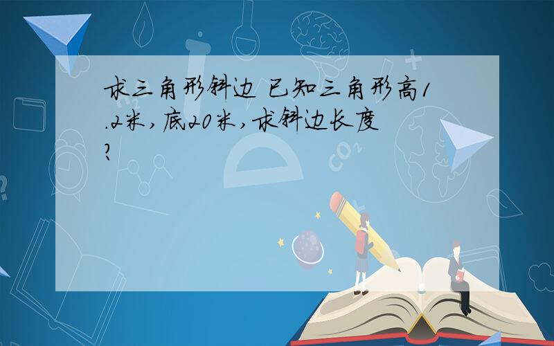 求三角形斜边 已知三角形高1.2米,底20米,求斜边长度?