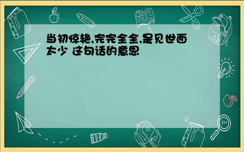 当初惊艳,完完全全,是见世面太少 这句话的意思