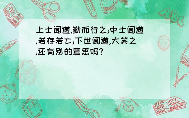 上士闻道,勤而行之;中士闻道,若存若亡;下世闻道,大笑之,还有别的意思吗?