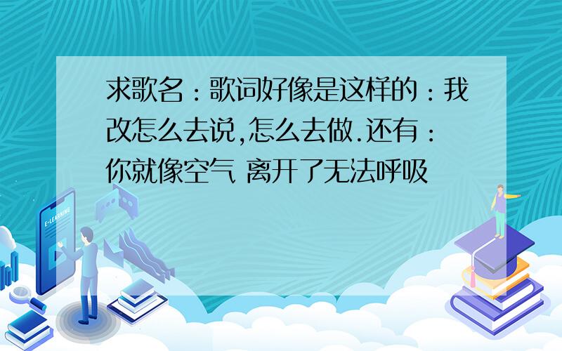 求歌名：歌词好像是这样的：我改怎么去说,怎么去做.还有：你就像空气 离开了无法呼吸