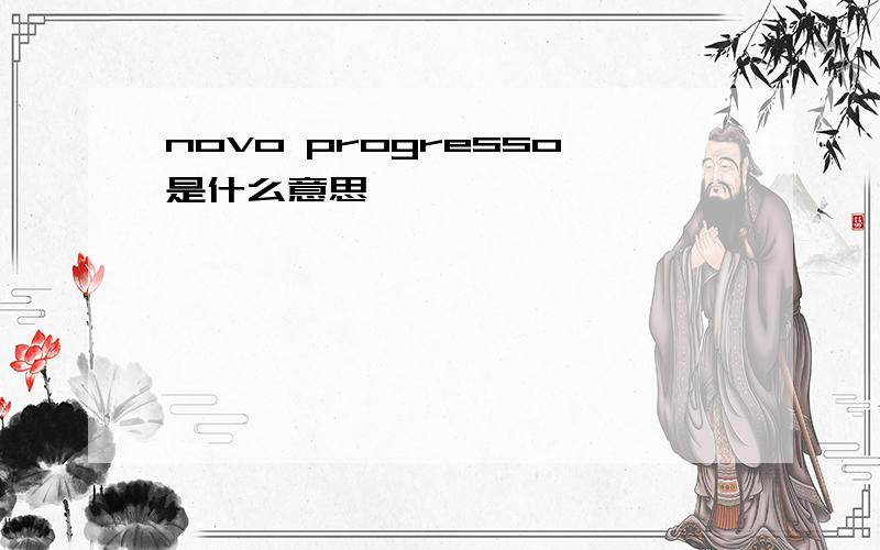 novo progresso是什么意思