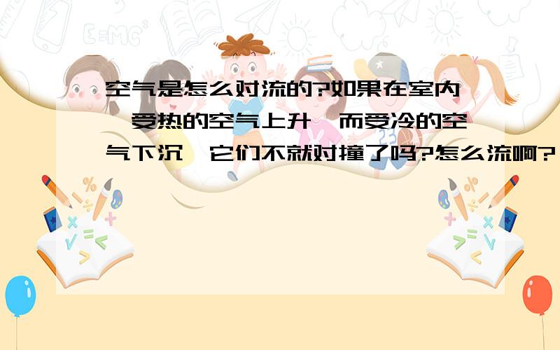 空气是怎么对流的?如果在室内,受热的空气上升,而受冷的空气下沉,它们不就对撞了吗?怎么流啊?