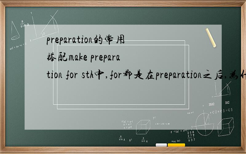 preparation的常用搭配make preparation for sth中,for都是在preparation之后,为什么下面的句子相反During exam time we have a special programme that tells students the things they should do for preparation .(preparation在此处是什