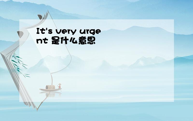 It's very urgent 是什么意思