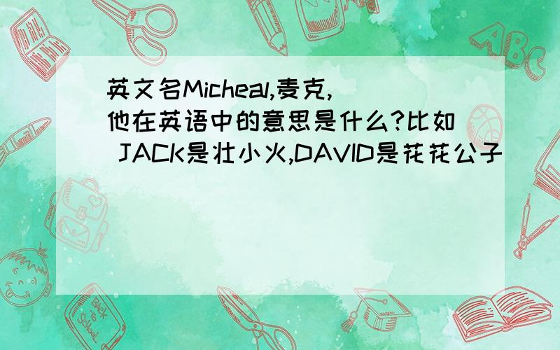 英文名Micheal,麦克,他在英语中的意思是什么?比如 JACK是壮小火,DAVID是花花公子