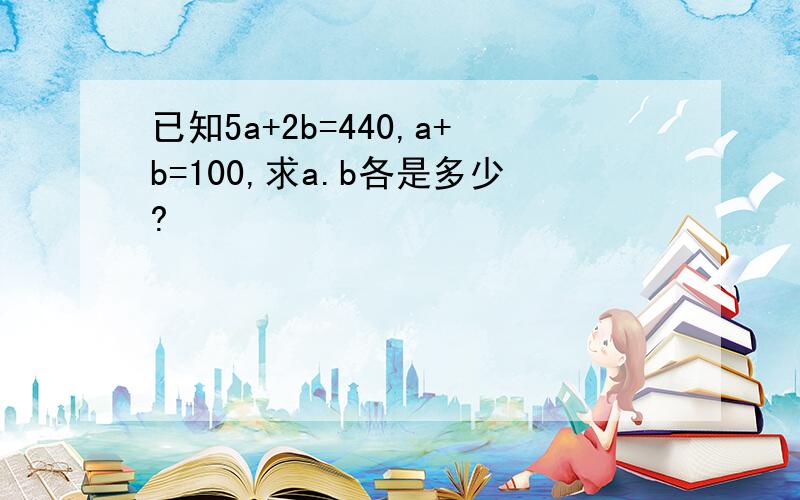 已知5a+2b=440,a+b=100,求a.b各是多少?