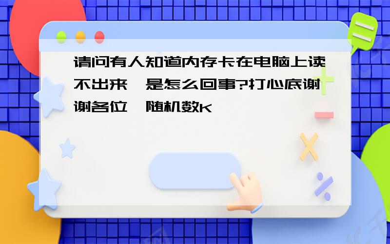 请问有人知道内存卡在电脑上读不出来,是怎么回事?打心底谢谢各位{随机数K