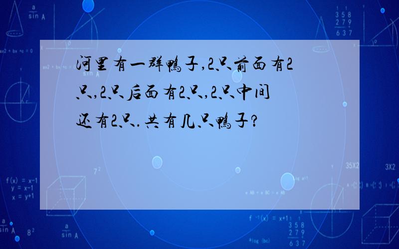 河里有一群鸭子,2只前面有2只,2只后面有2只,2只中间还有2只.共有几只鸭子?