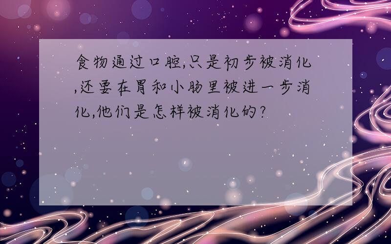 食物通过口腔,只是初步被消化,还要在胃和小肠里被进一步消化,他们是怎样被消化的?