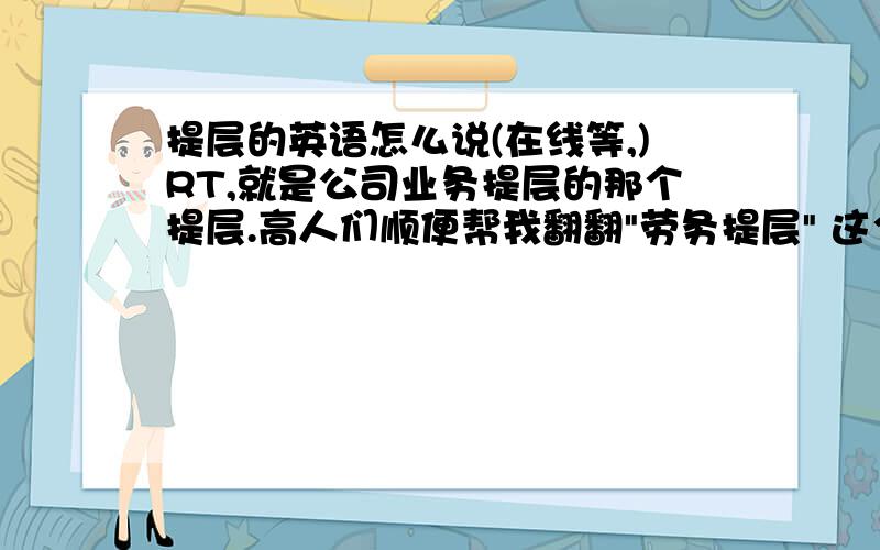 提层的英语怎么说(在线等,)RT,就是公司业务提层的那个提层.高人们顺便帮我翻翻