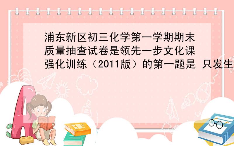 浦东新区初三化学第一学期期末质量抽查试卷是领先一步文化课强化训练（2011版）的第一题是 只发生物理变化的是（ ）A、苹果腐烂 B、葡萄酿酒 C、海水晒盐 D、烟花爆炸是整张卷子的答案