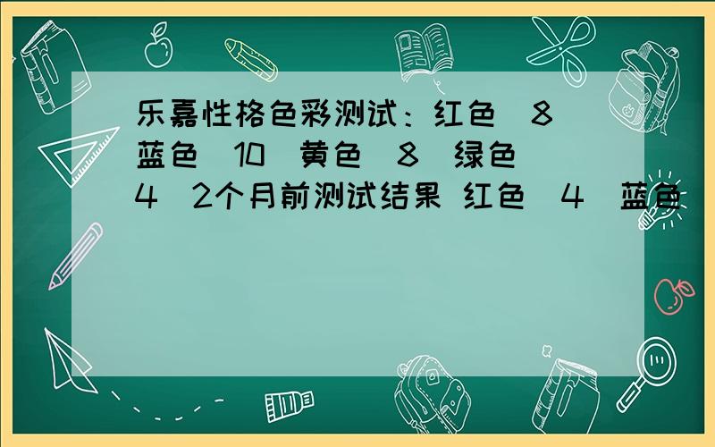 乐嘉性格色彩测试：红色（8）蓝色（10）黄色（8）绿色（4）2个月前测试结果 红色（4）蓝色（11）黄色（7）绿色（8）2个月后测试结果 红色（8）蓝色（10）黄色（8）绿色（4）为什么会出现