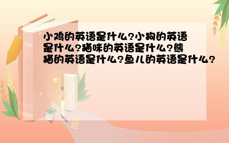 小鸡的英语是什么?小狗的英语是什么?猫咪的英语是什么?熊猫的英语是什么?鱼儿的英语是什么?