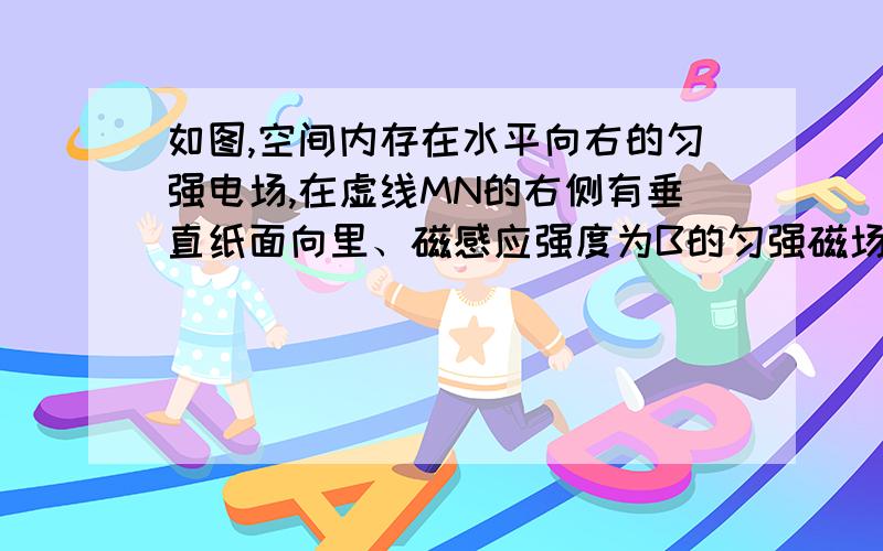 如图,空间内存在水平向右的匀强电场,在虚线MN的右侧有垂直纸面向里、磁感应强度为B的匀强磁场,一质量为m、带电荷量为+q的小颗粒自A点由静止开始运动,刚好沿直线运动至光滑绝缘的水平