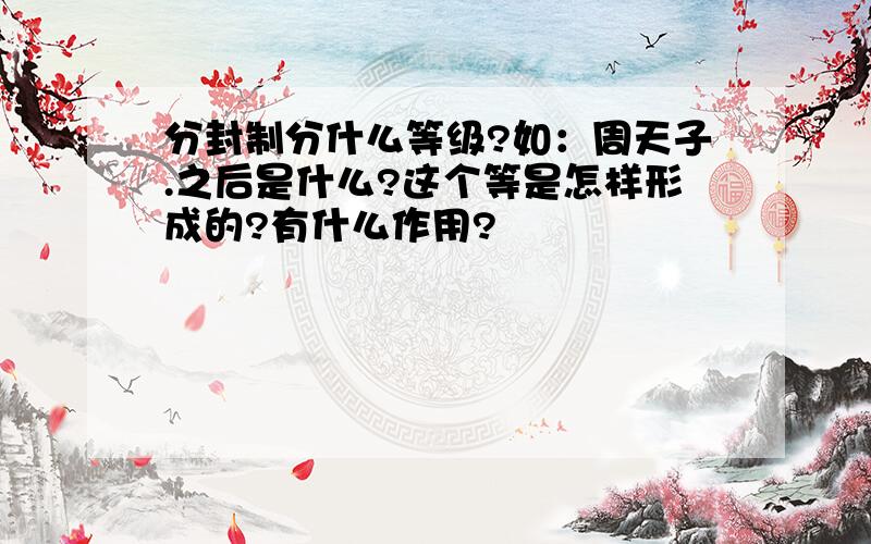 分封制分什么等级?如：周天子.之后是什么?这个等是怎样形成的?有什么作用?