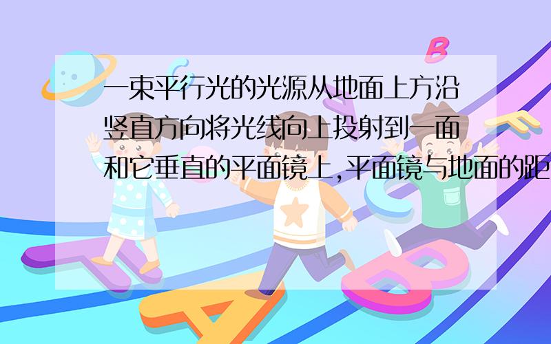 一束平行光的光源从地面上方沿竖直方向将光线向上投射到一面和它垂直的平面镜上,平面镜与地面的距离为3m,一束平行光的光源从地面上方沿竖直方向将光线向上投射到一面和它垂直的平面