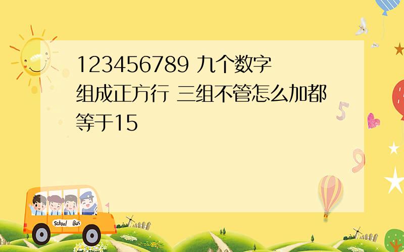 123456789 九个数字组成正方行 三组不管怎么加都等于15