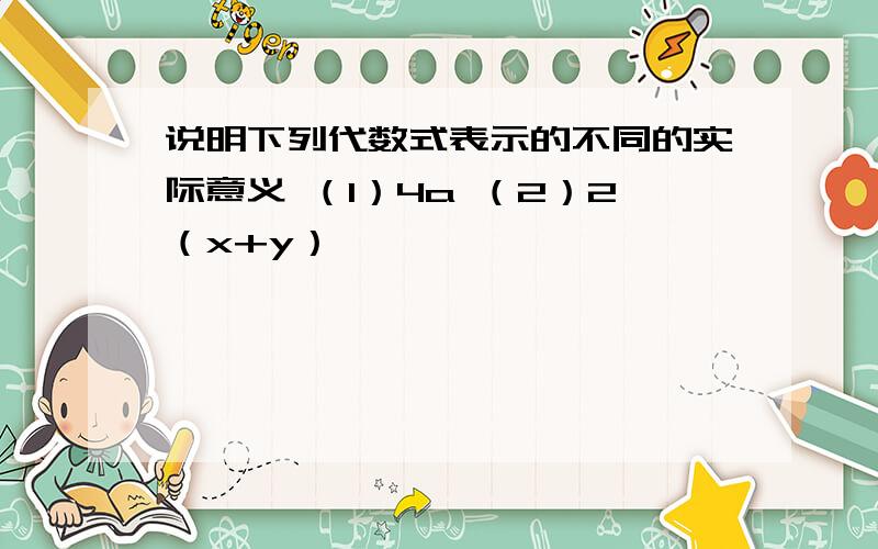 说明下列代数式表示的不同的实际意义 （1）4a （2）2（x+y）