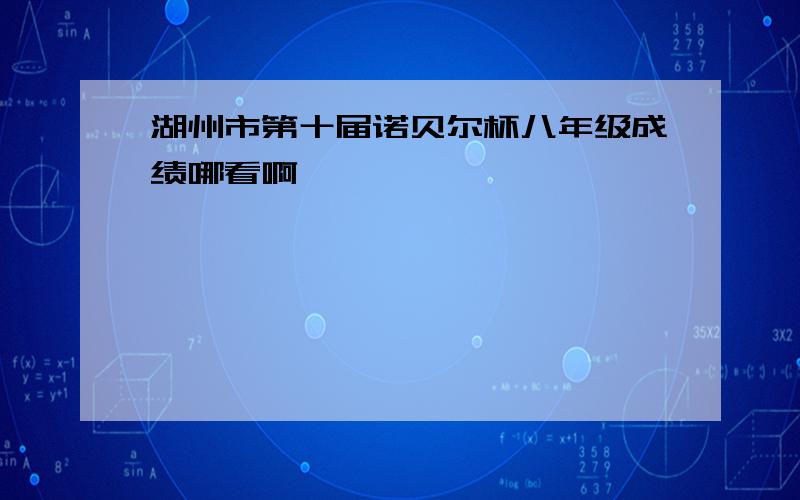 湖州市第十届诺贝尔杯八年级成绩哪看啊