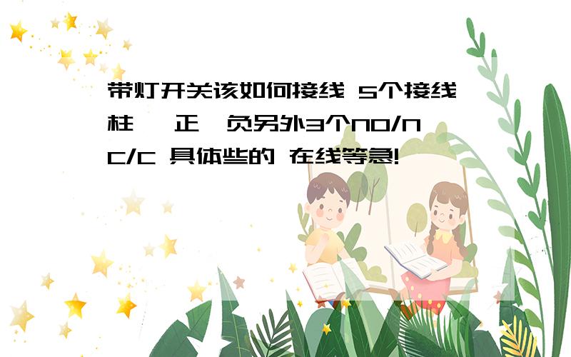 带灯开关该如何接线 5个接线柱 一正一负另外3个NO/NC/C 具体些的 在线等急!