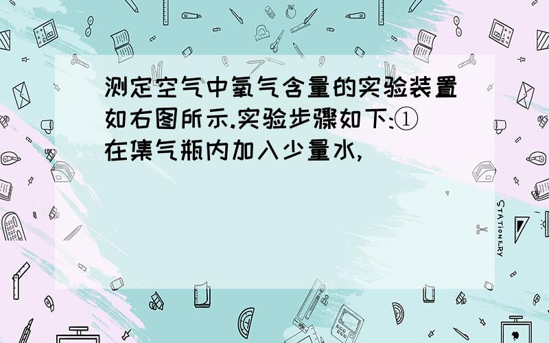 测定空气中氧气含量的实验装置如右图所示.实验步骤如下:①在集气瓶内加入少量水,