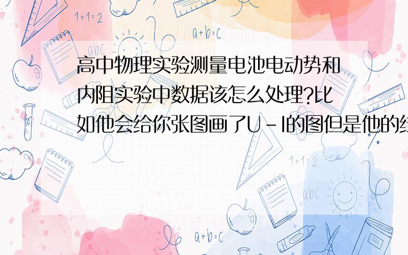 高中物理实验测量电池电动势和内阻实验中数据该怎么处理?比如他会给你张图画了U-I的图但是他的线没有经过整点我又该如何用直线的斜率去求出内阻r呢?一般的做法是什么?